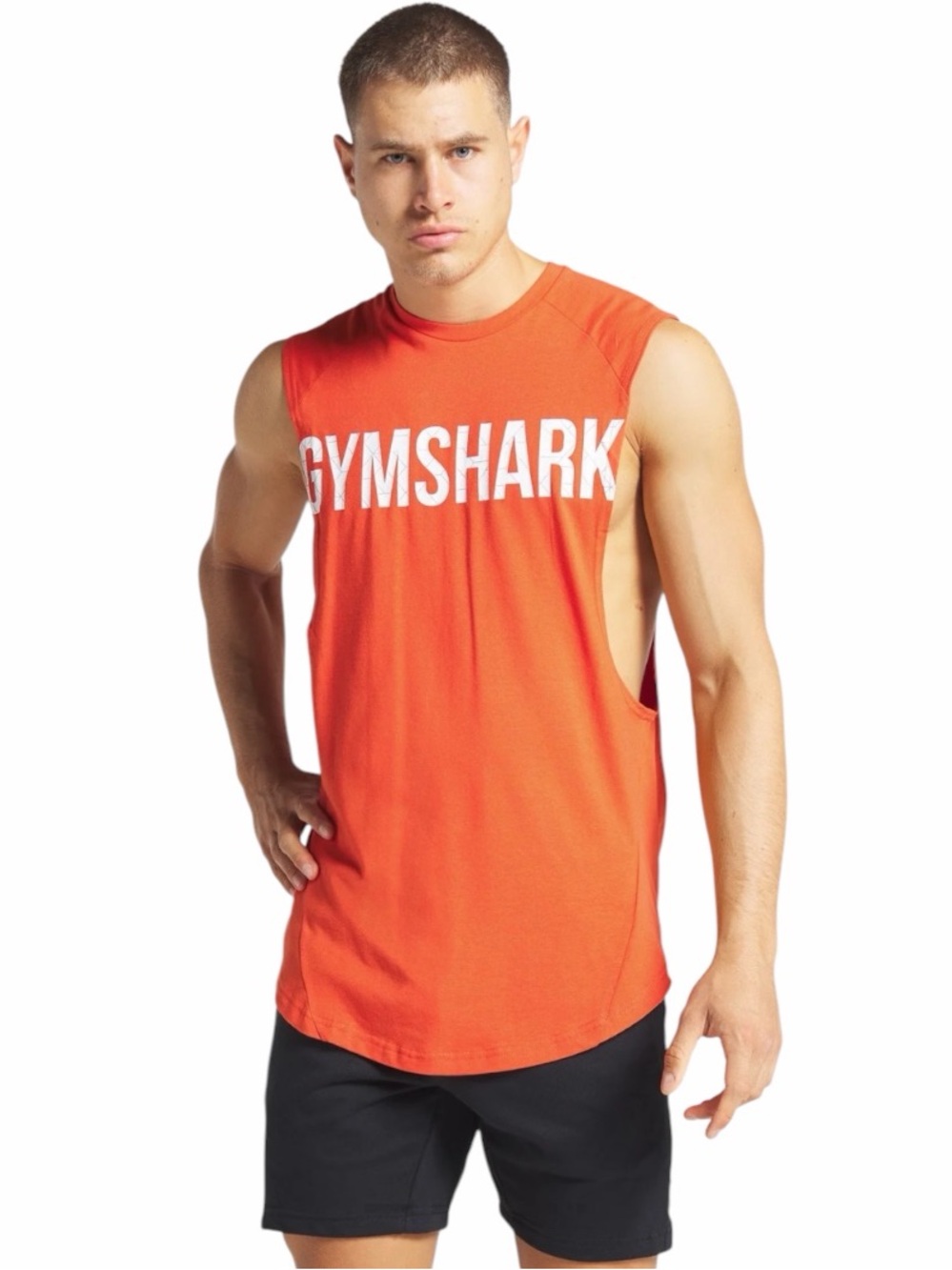 Gymshark Orange Men’s Muscle Tank with White Logo